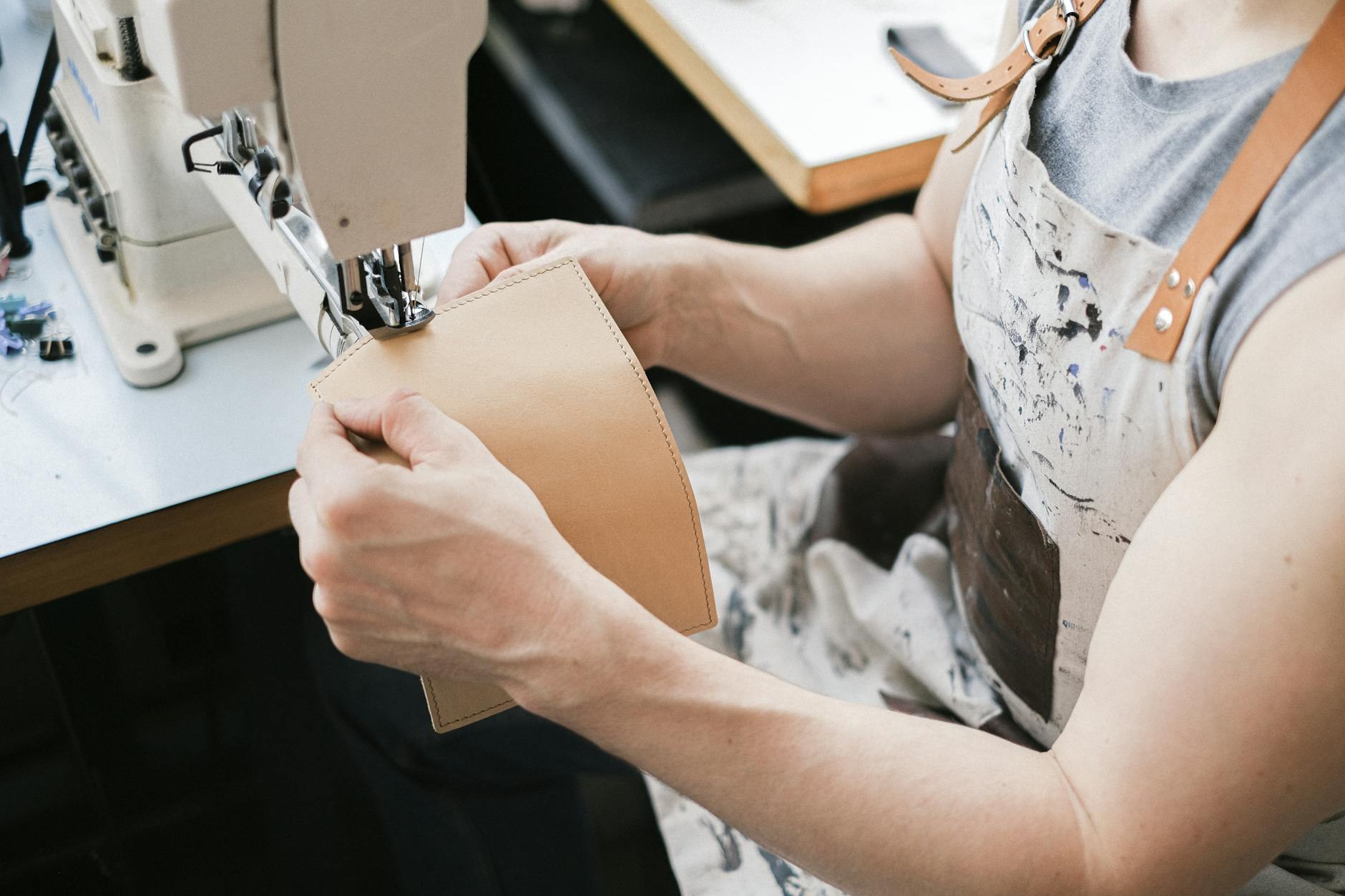 Leather goods studio workspace in Fes